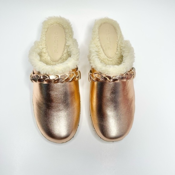New Anthropologie Pilcro Rose Gold Cozy Braided Sherpa-lined Clog US 6/EU 36 - Picture 3 of 10